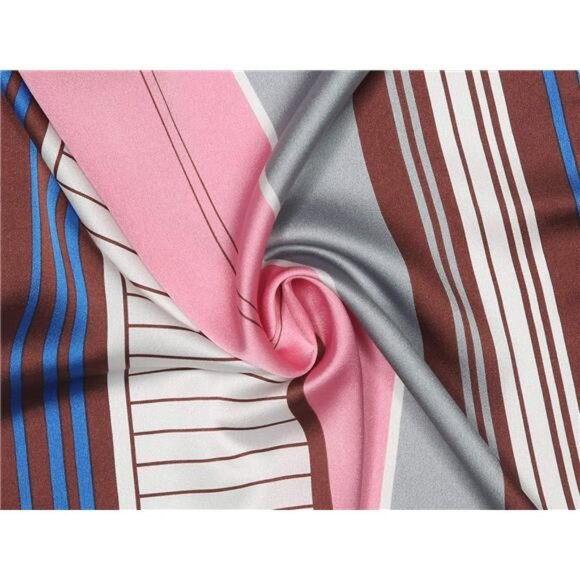 Small Stripe Print Square Neck Wrap Scarves 06 - Picture 4 of 5